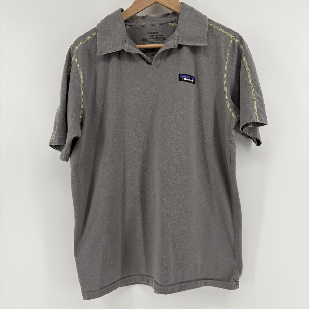 Patagonia Polo Shirt Men's Medium Stretch Performance Organic Cotton Gray